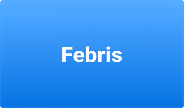Blue card with the word Febris in white. Designed by Bishrant Tandukar