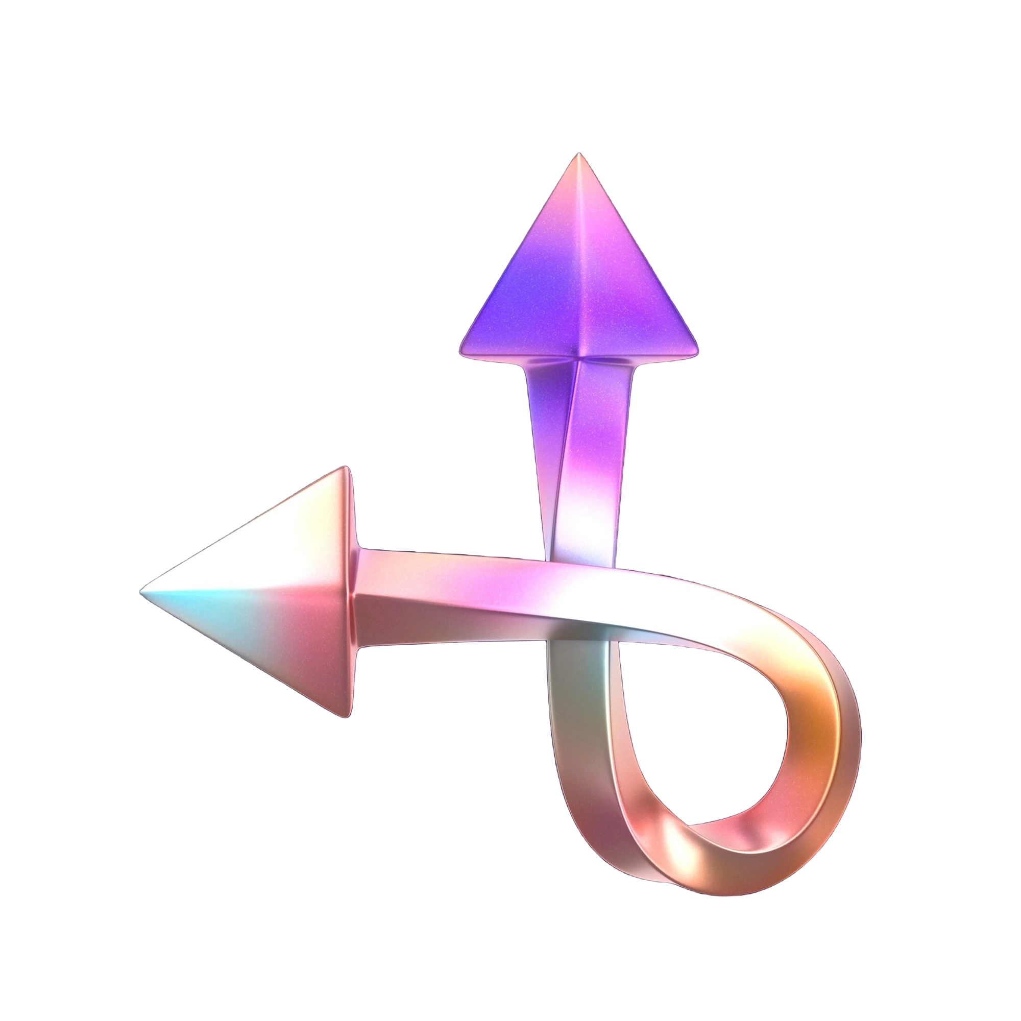 Shiny iridescent arrows pointing up and to the side