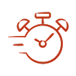 Red stopwatch with motion lines for speed