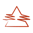 Red star with jagged horizontal lines across the middle