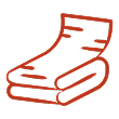 Two folded towels drawn in simple orange lines