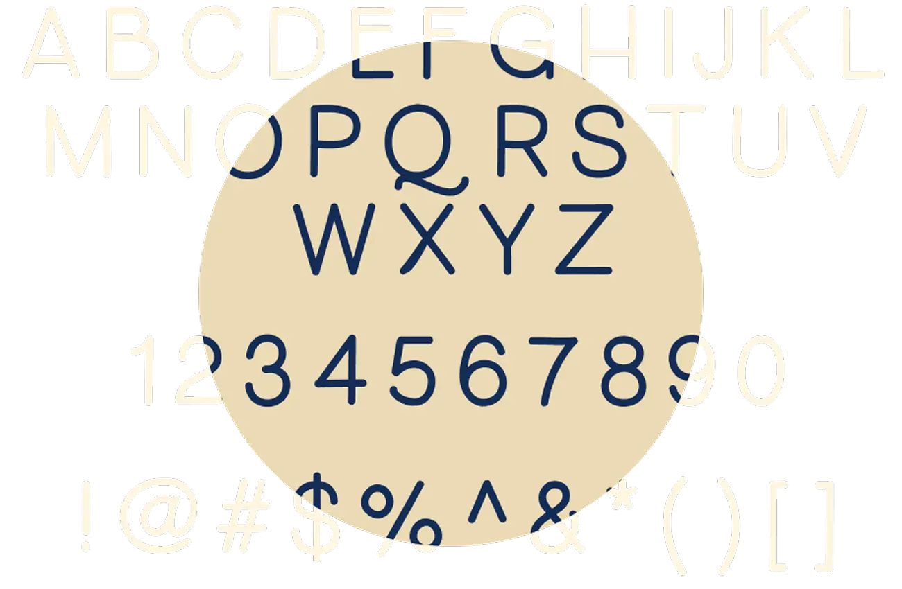 Arial typeface showing all letters from A to Z, numbers 0 through 9 and symbols