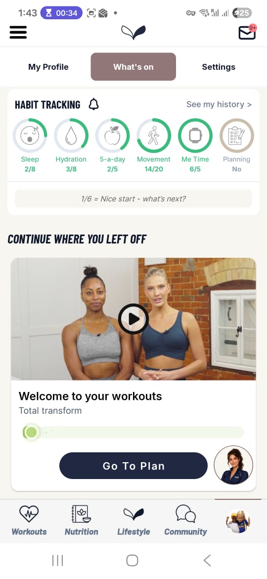 RWL employee app habit tracking screen