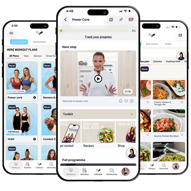 RWL app showing the Sculpt 26 6-week home workout plan for women