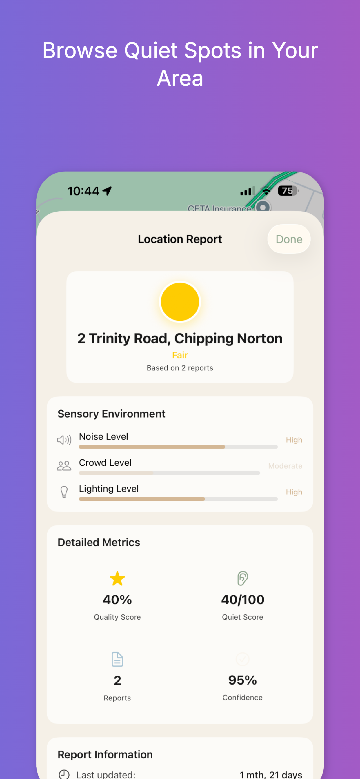 HushMap App Screenshot - Sensory details
