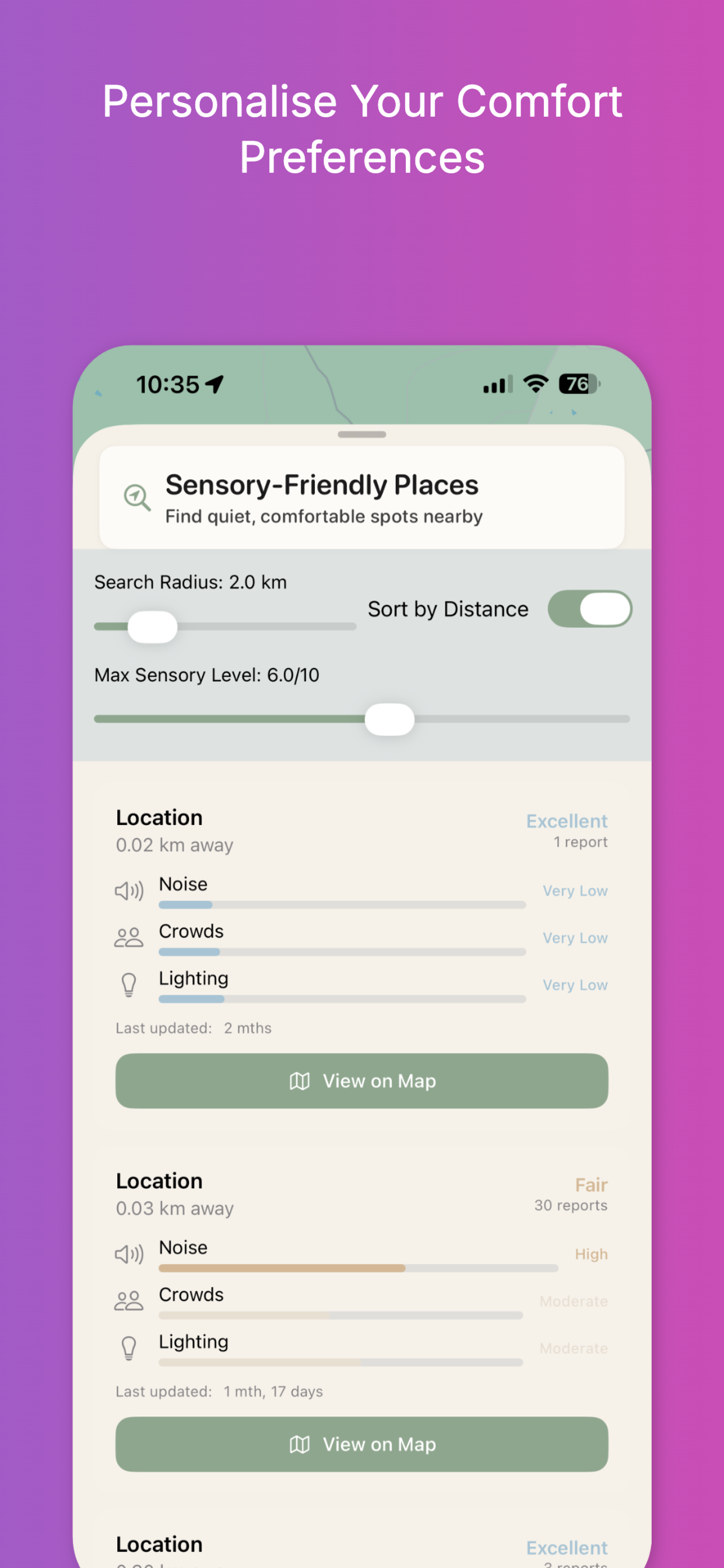 HushMap App Screenshot - Log your visit