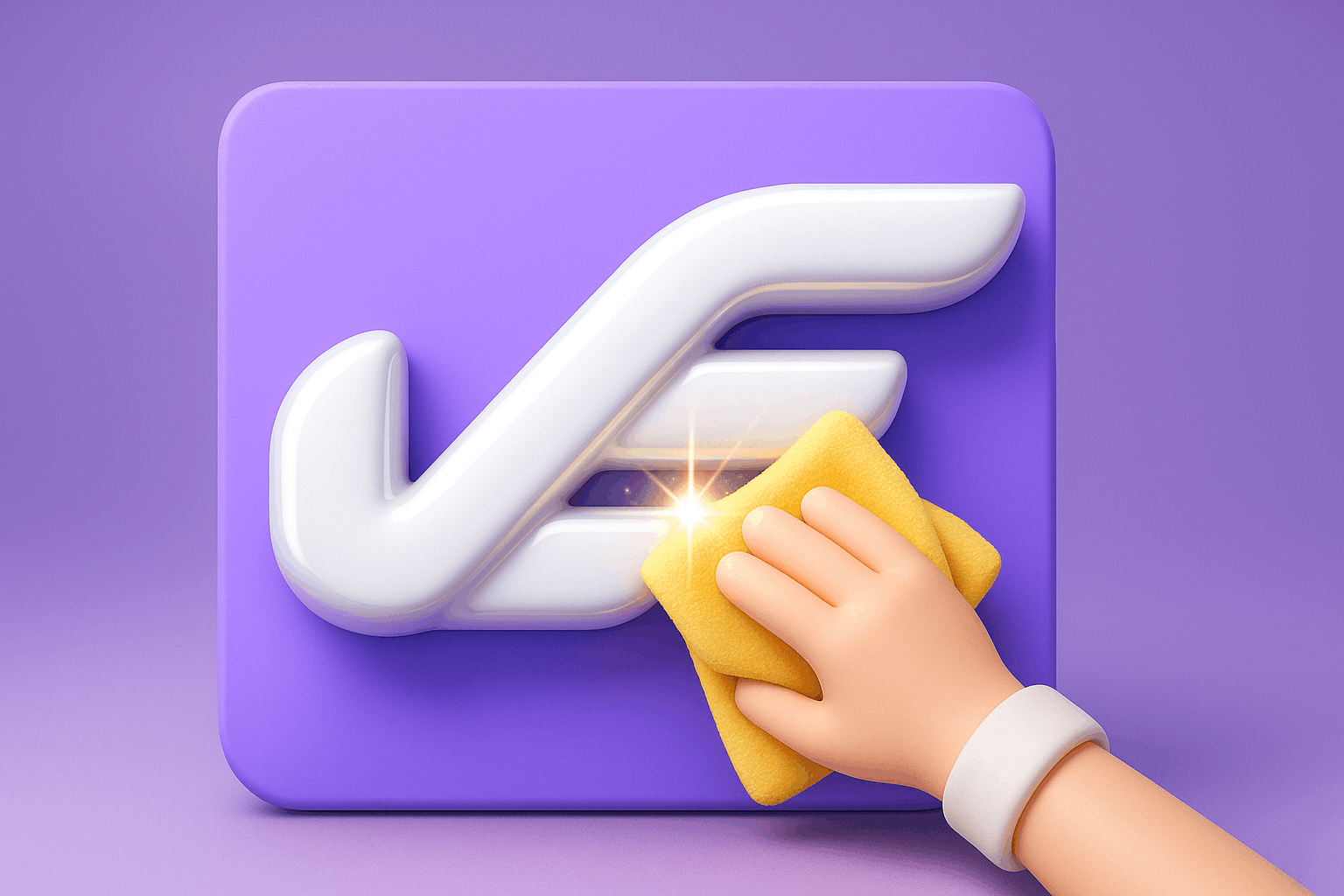 Hand polishing the EssayGrader AI logo representing a cleaner and improved user interface