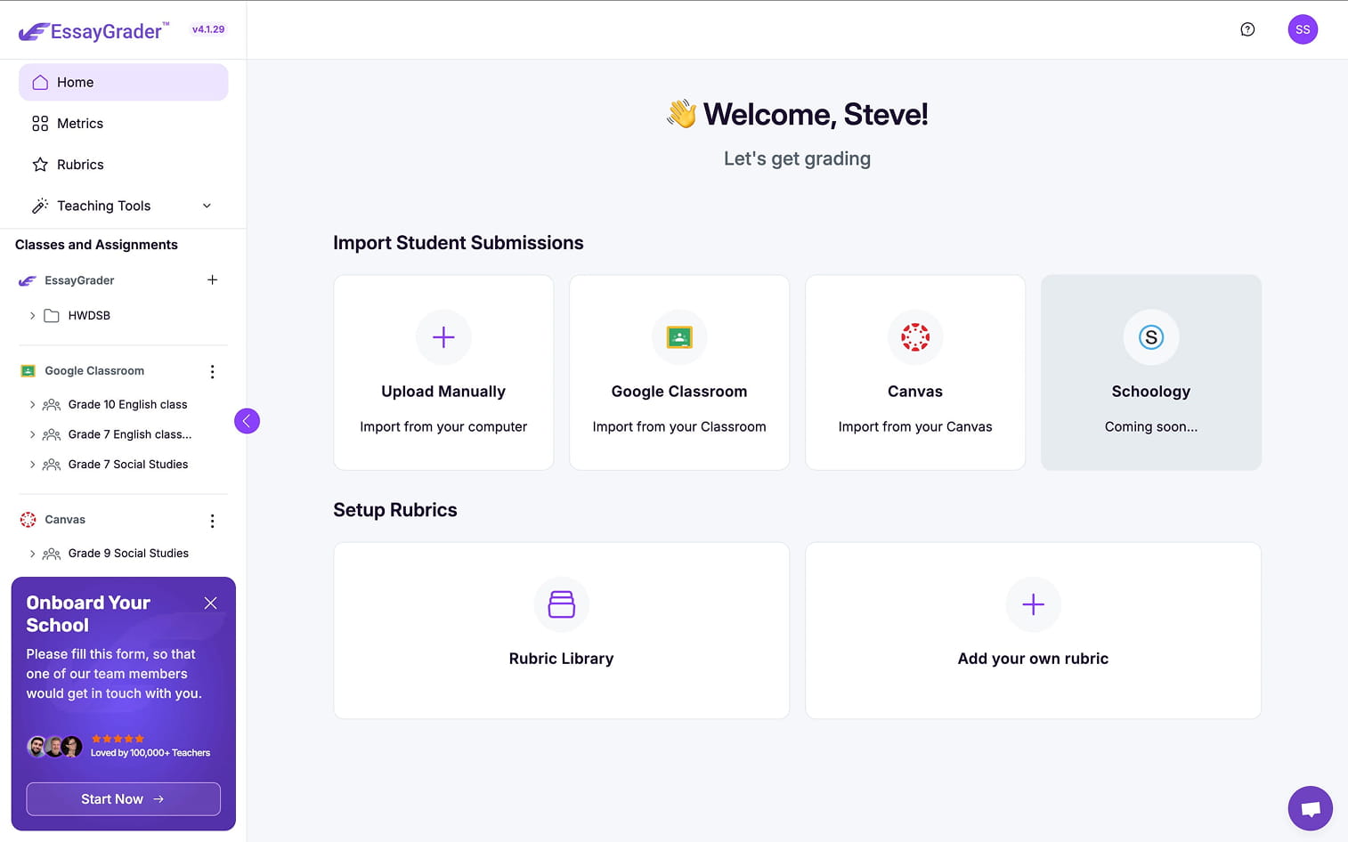 EssayGrader AI redesigned interface showing cleaner layout for faster and more focused grading