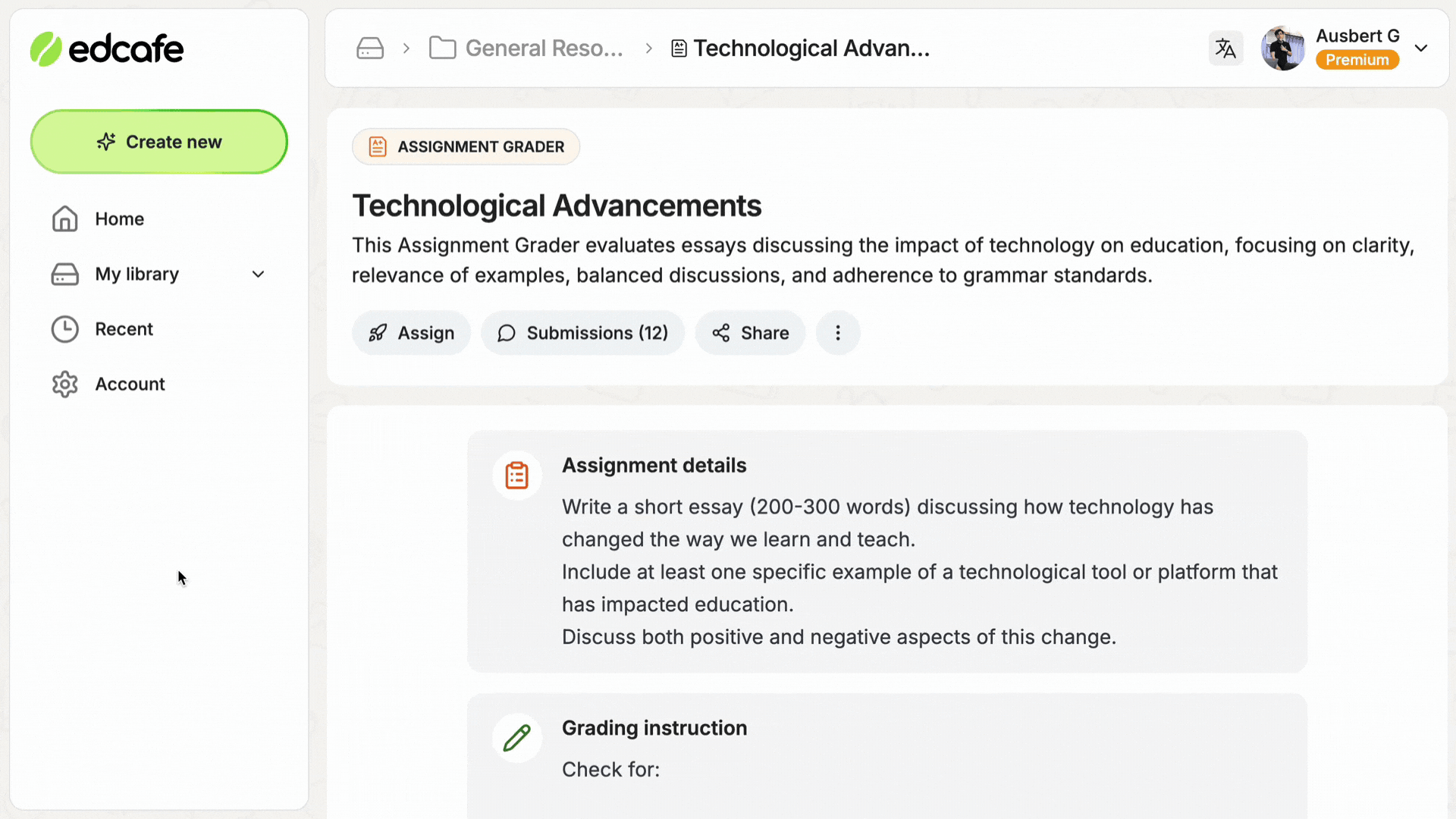 Edcafe AI dashboard.
