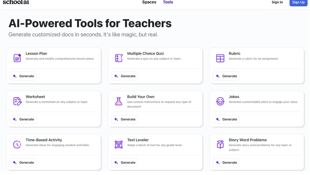 AI tools for english teachers offered by SchoolAI.