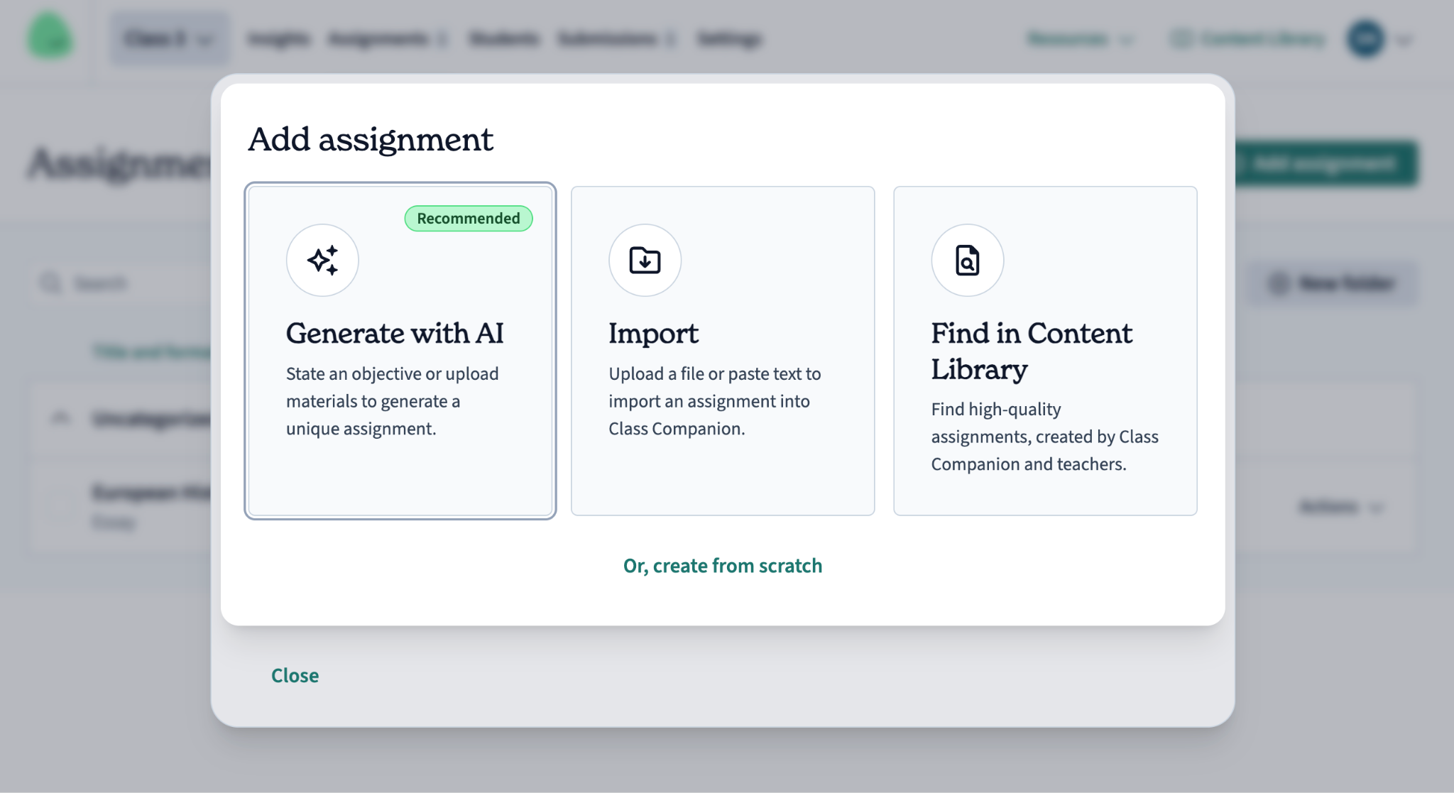 Add assignment screen in Class Companion.