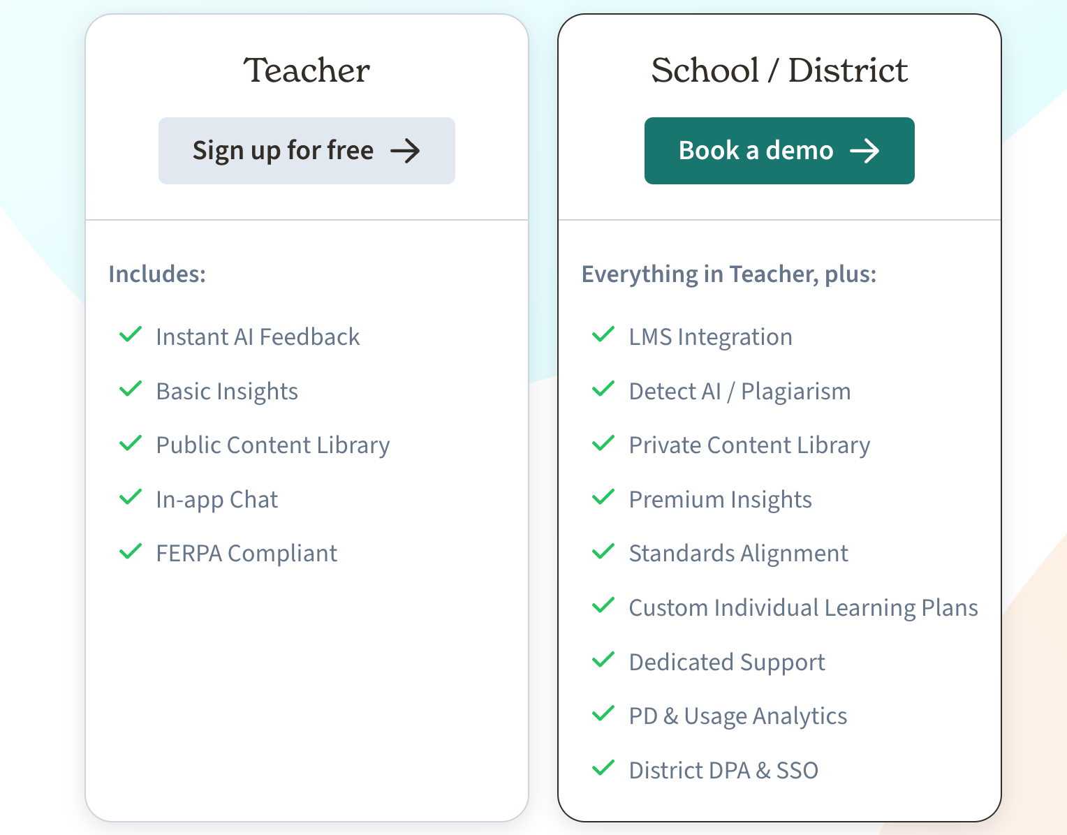 Class Companion pricing plans.