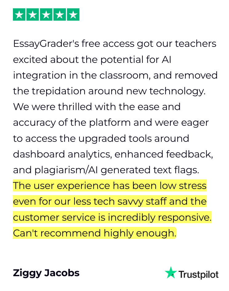 EssayGrader AI positive customer review.