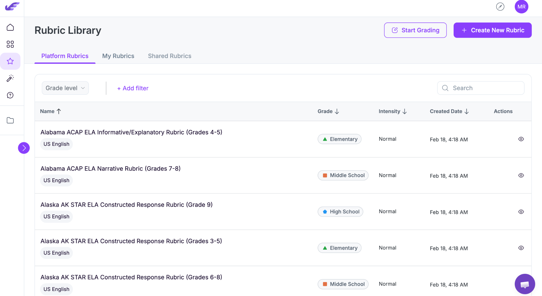 800+ rubrics library of EssayGrader AI.