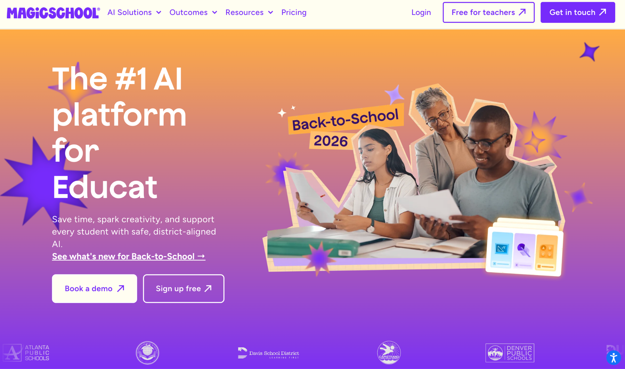 MagicSchool home page screenshot.