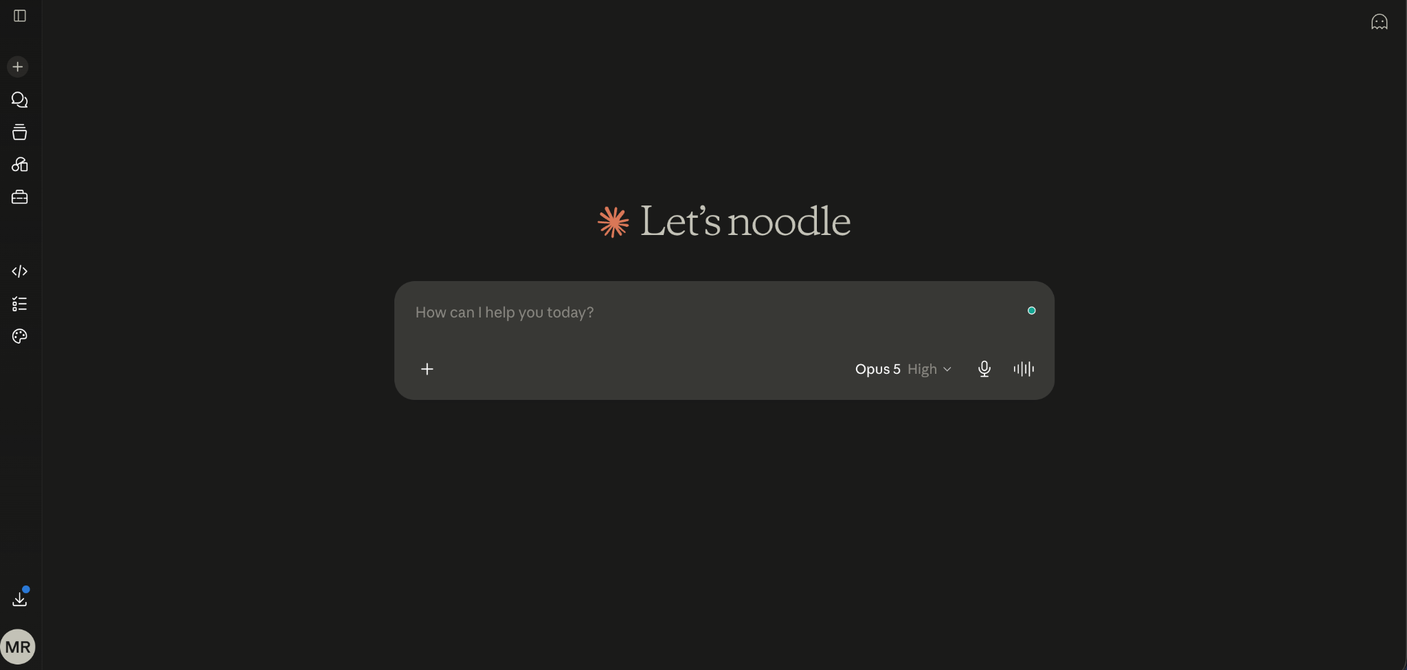 Claude's main screen.
