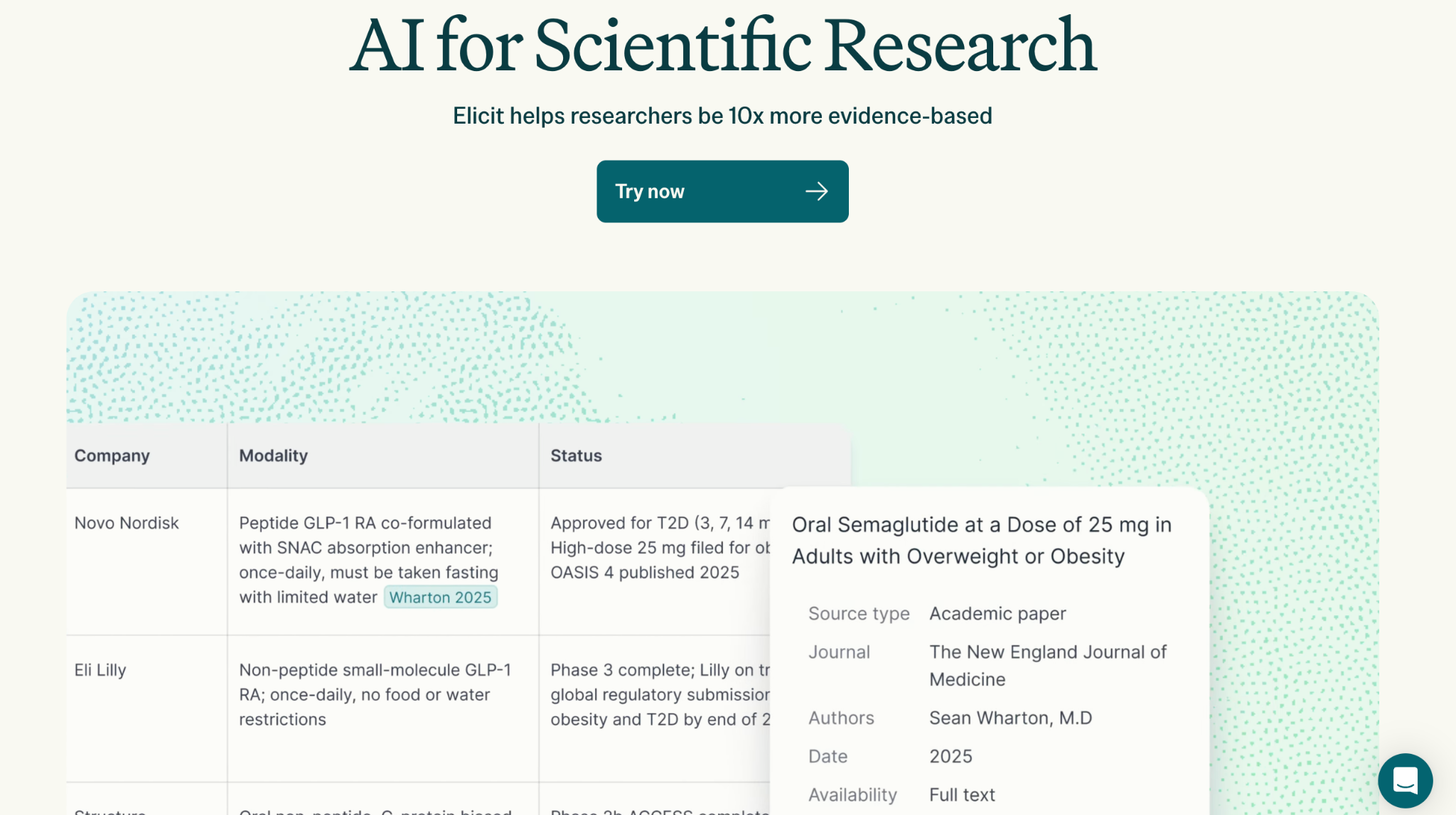 Elicit's homepage screenshot.
