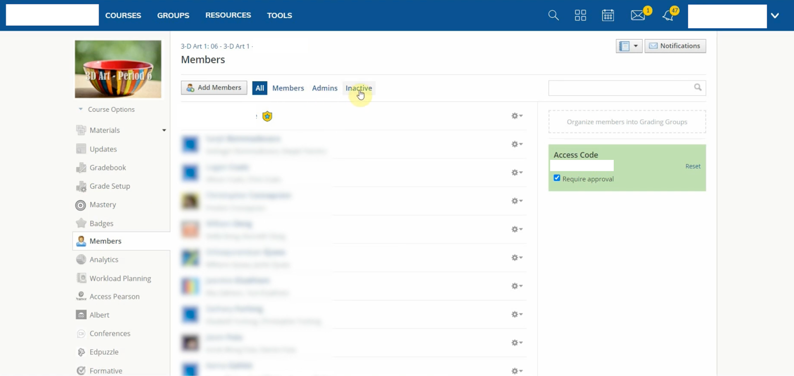 Schoology dashboard.