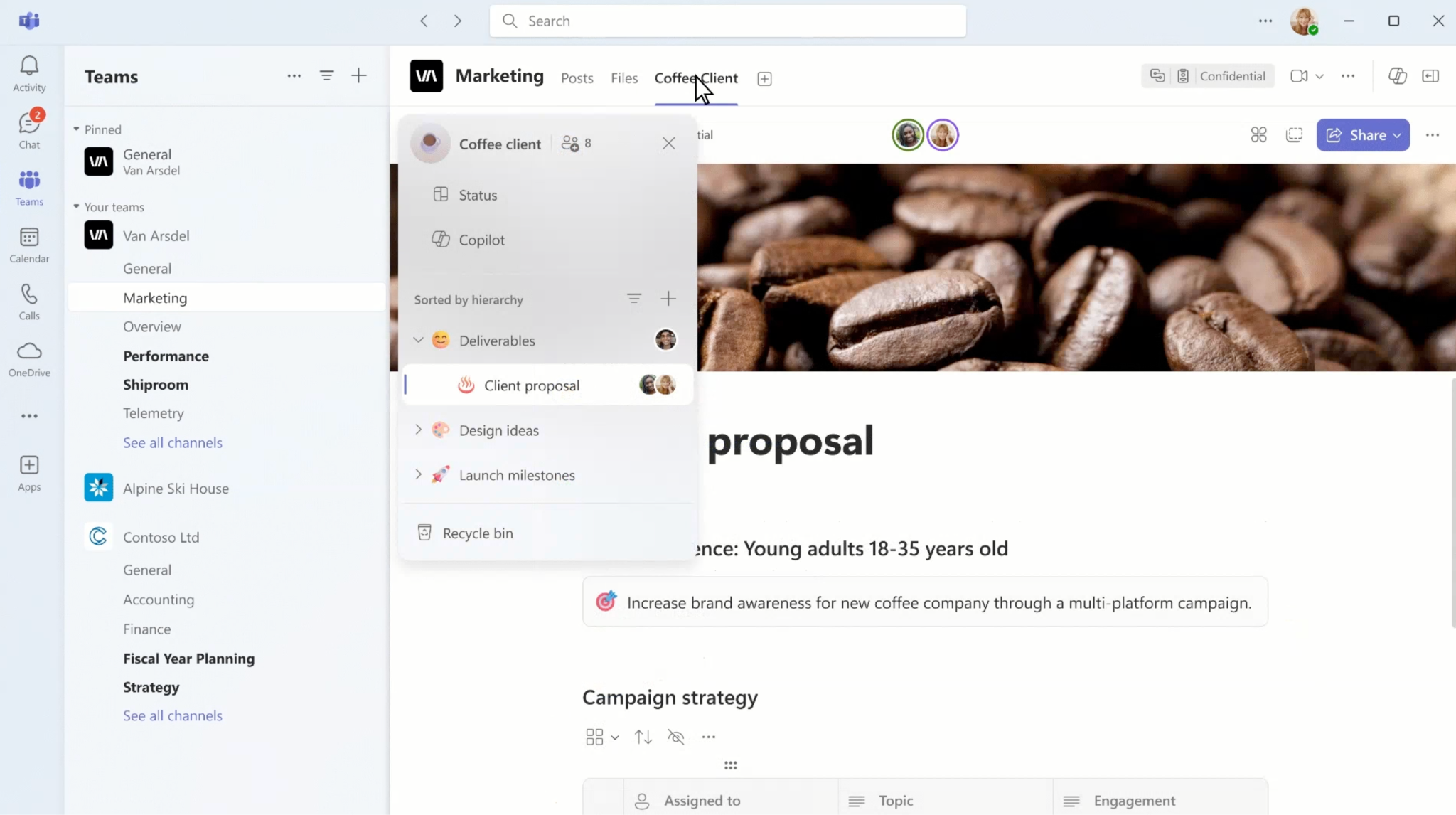 Microsoft Teams dashboard.