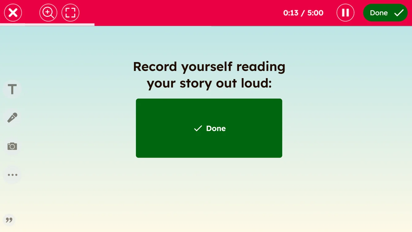 Seesaw record yourself reading feature.