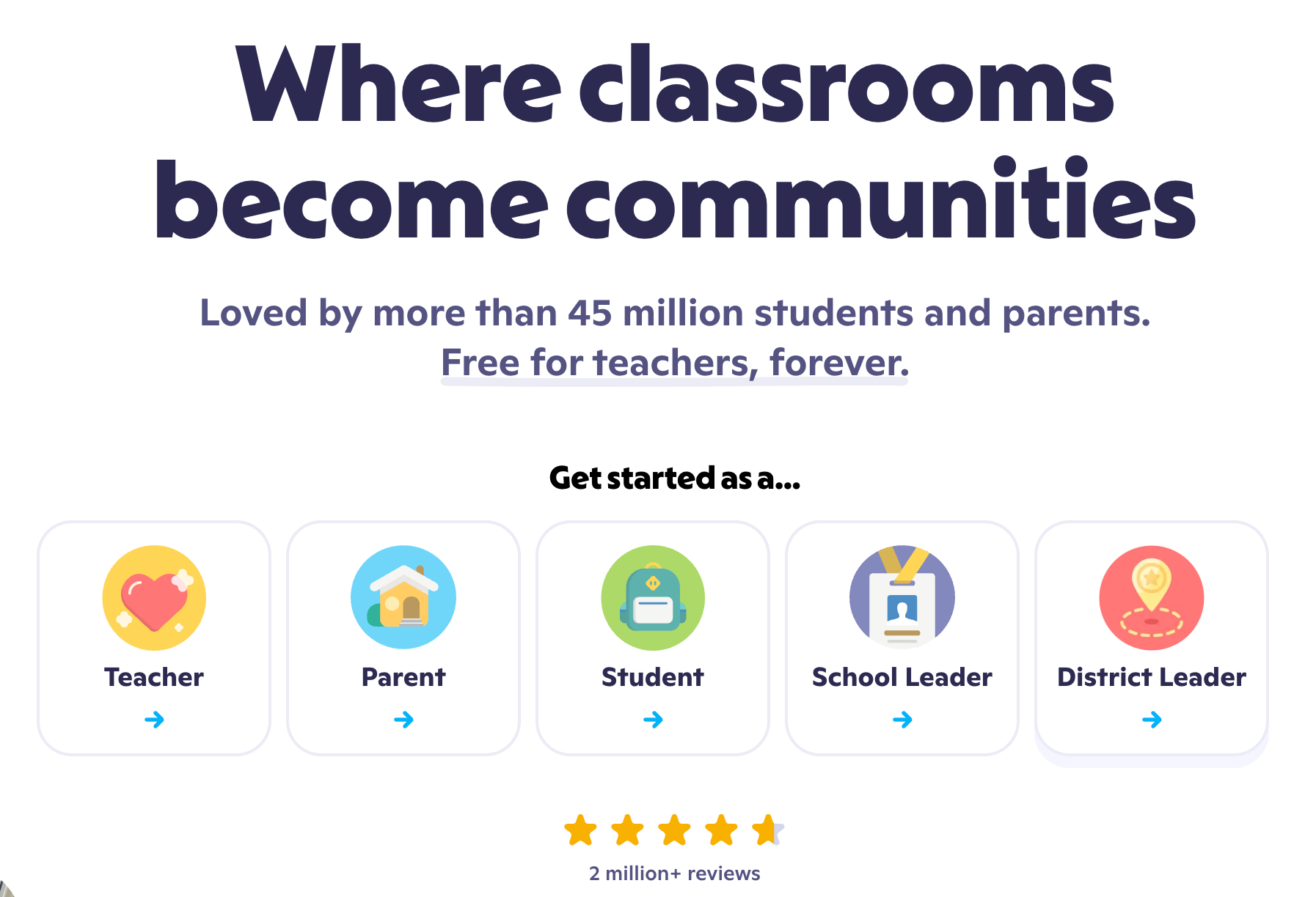ClassDojo homepage screenshot.