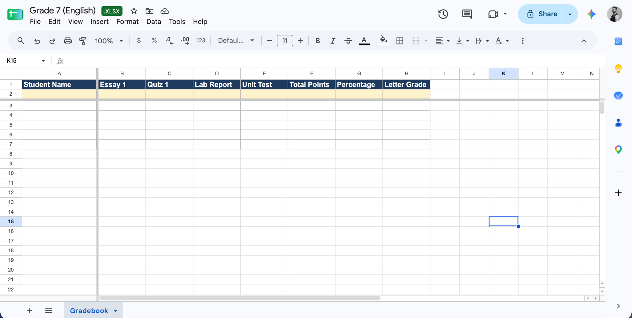 Formatting rows and columns in Google Sheets.