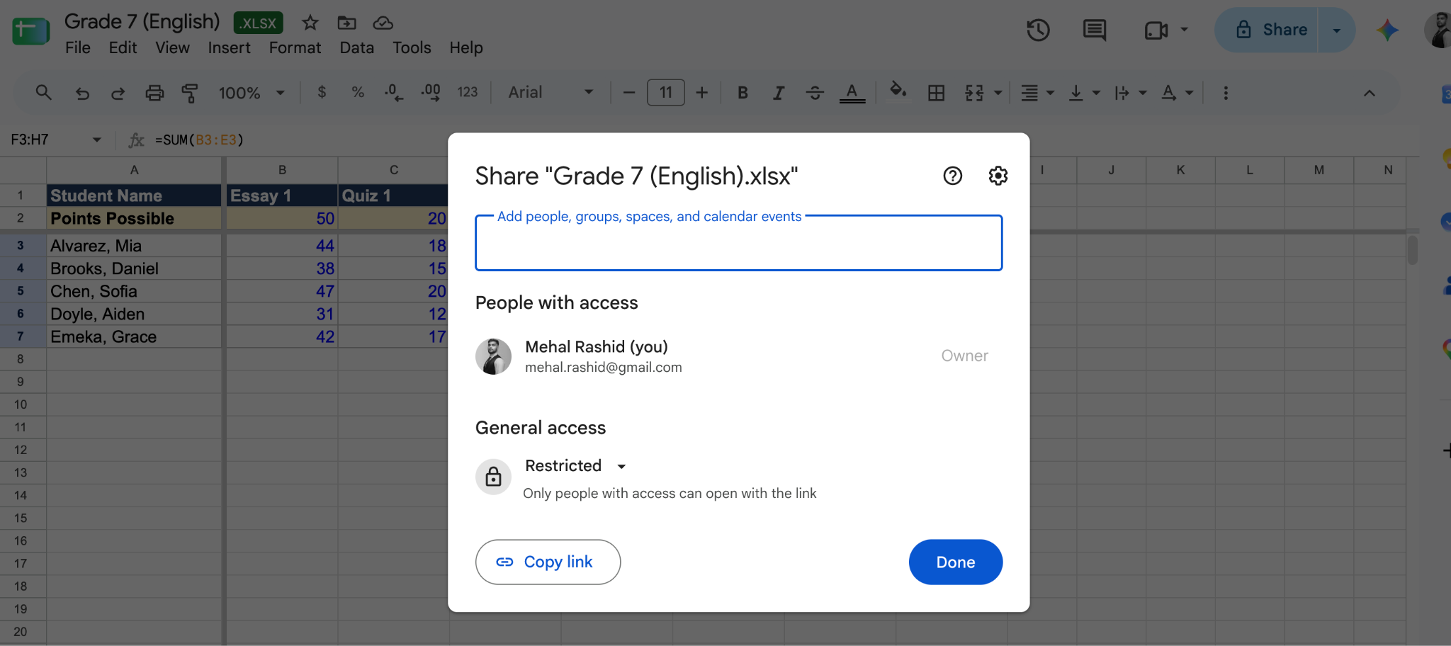 How to share Google Sheets with others.