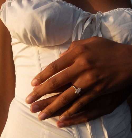 a detail shot of the engagement ring