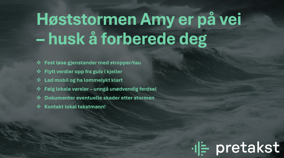 Høststormen Amy er på vei – husk å forberede deg!