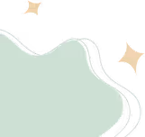Abstract green blob with two beige star-shaped sparkles and white wavy lines on a transparent background.