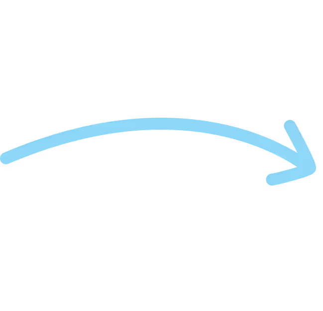 Light blue curved hand-drawn arrow pointing to the bottom right.