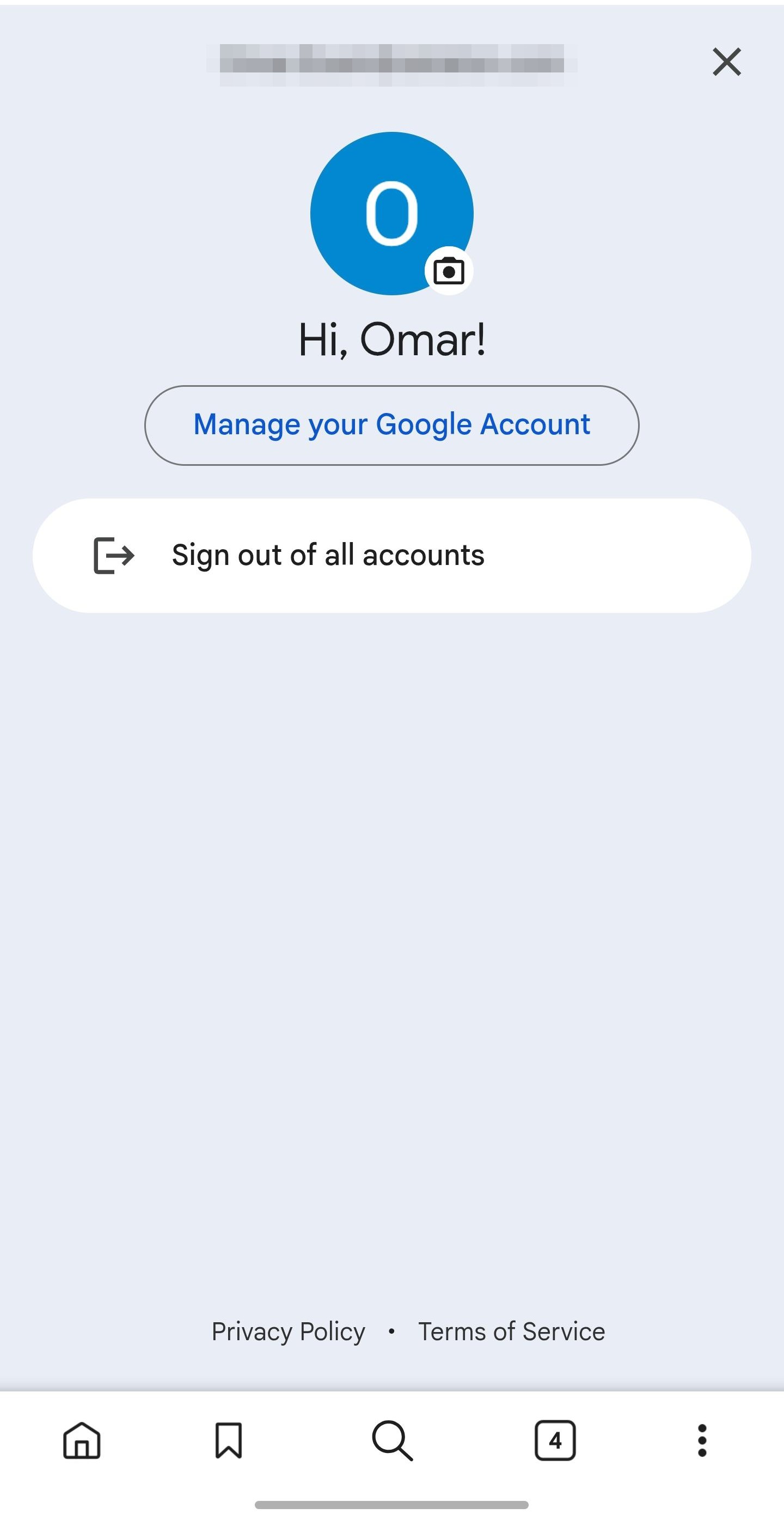 Signed-in Google account in the Play Store