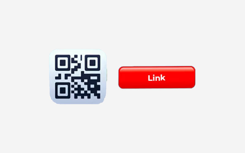 Ein Bild mit einem QR-Code Emoji und einem Link-Button.