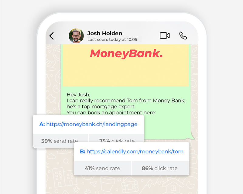 A snippet from a messenger conversation in which a company was recommended.