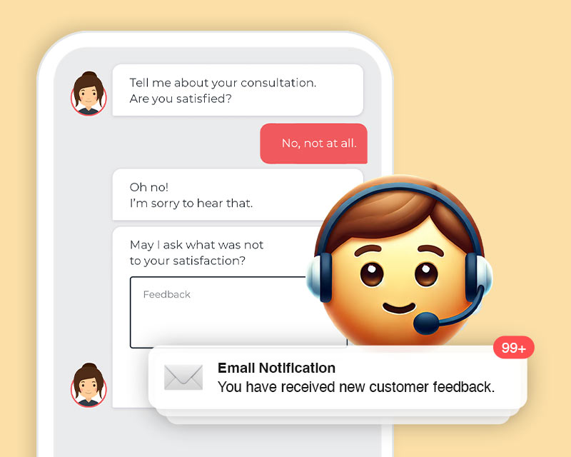 A snippet from the hypt chatbot conversation where a customer indicates dissatisfaction, along with a headset emoji representing customer support.