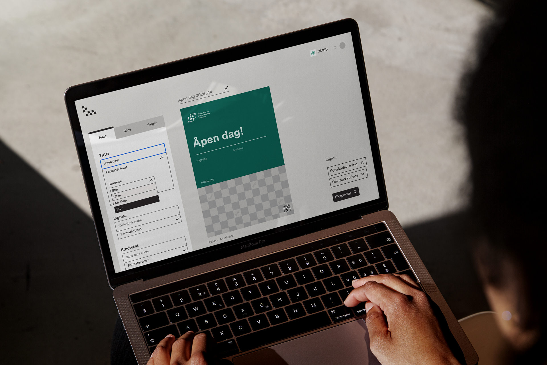 Et skjermbilde av grensesnittet til Designmaskinen.