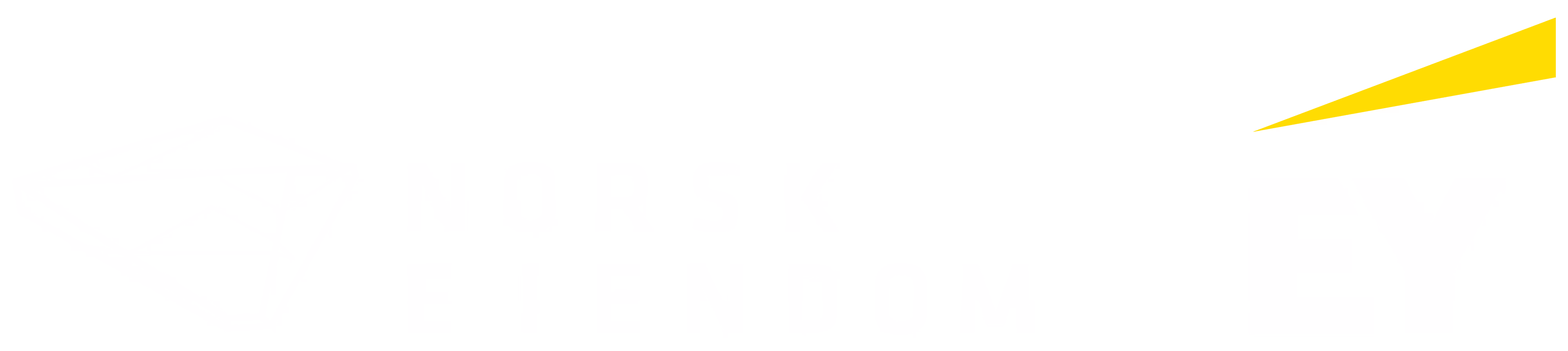 norsk eienodms og eys logo i hvit og gul