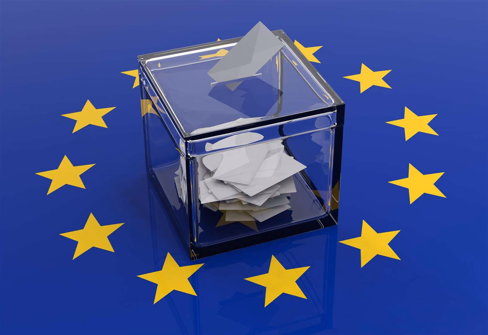 A picture of a EU themed ballot box