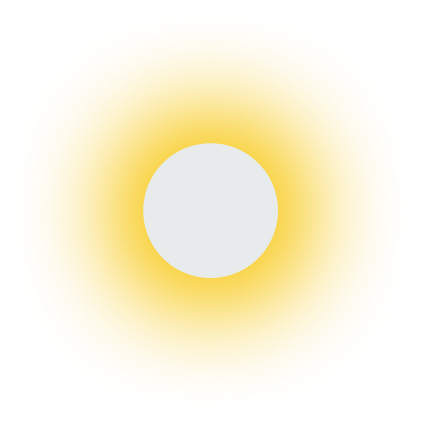 Gray circle centered inside a larger glowing yellow circle on a black background.