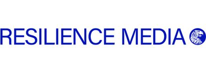 Logo of Resilience Media with a globe icon at the end.