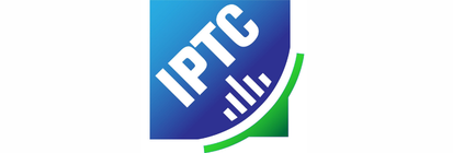 IPTC logo with white letters on a blue and green gradient background featuring a curved green line and a bar chart design.