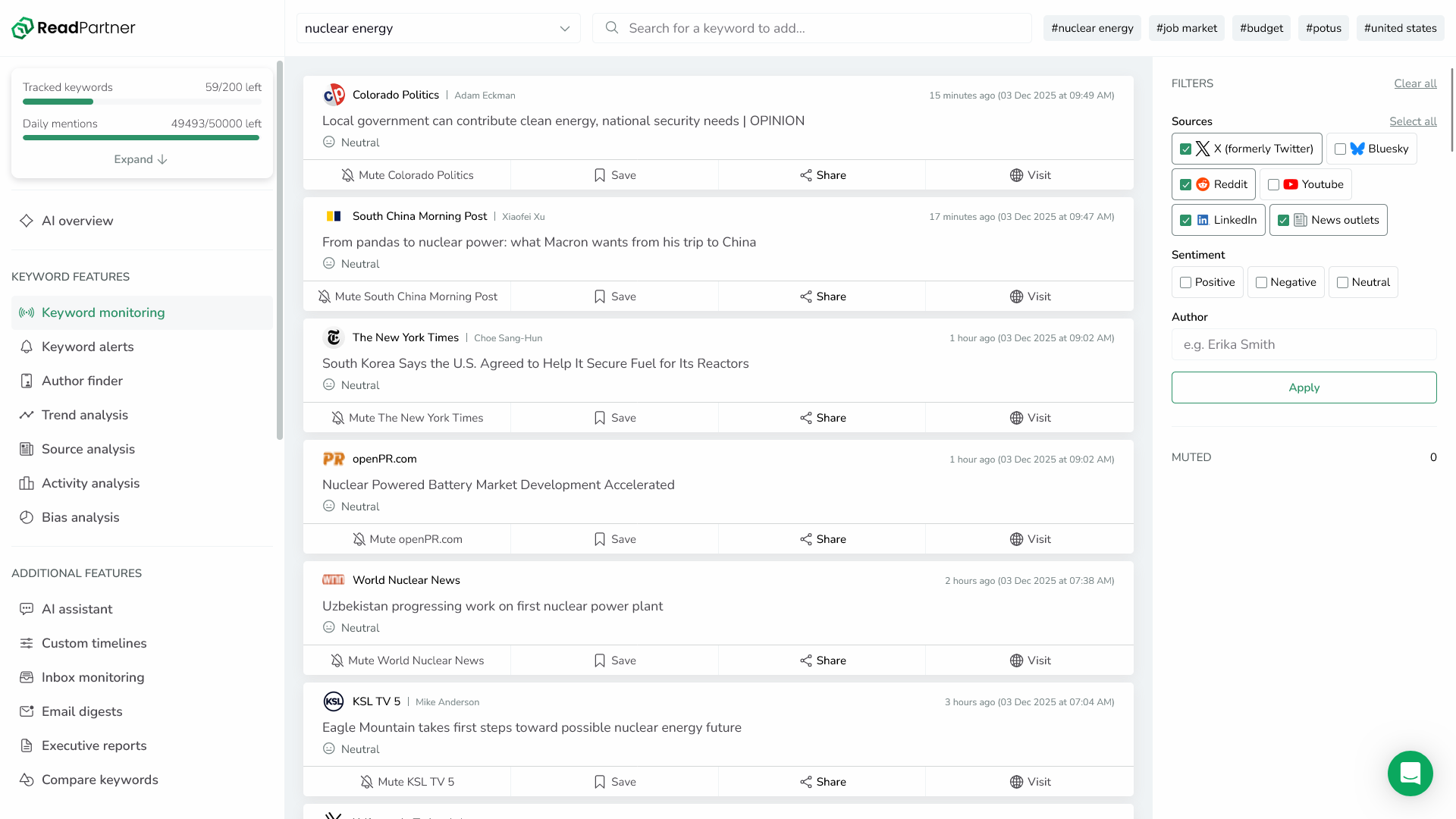ReadPartner's keyword monitoring feature