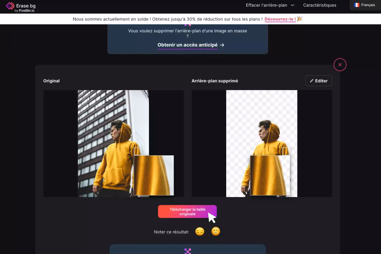 Supprimer un rrière-plan avec erase.bg AI