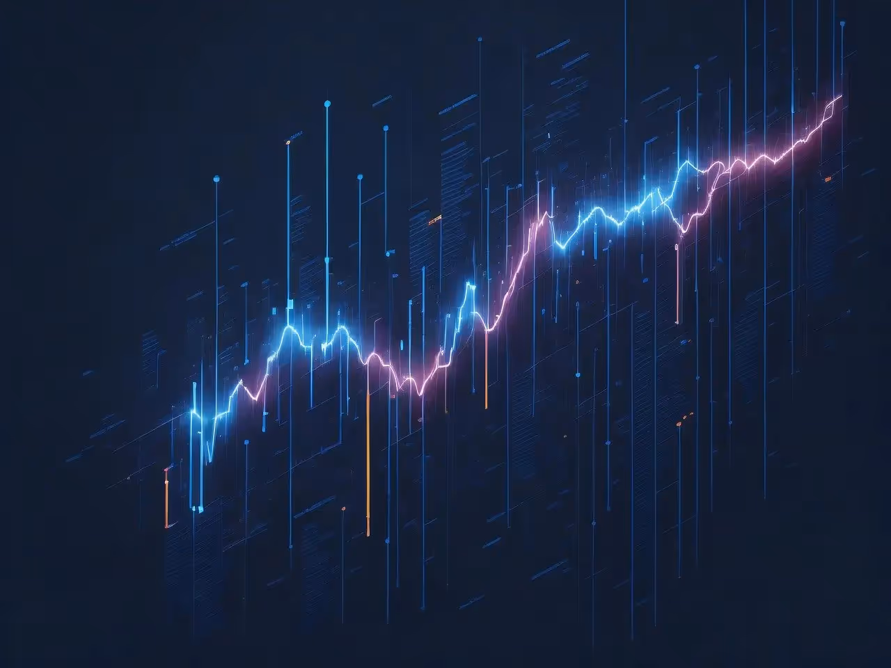 Diagramme fluo présentation financière futuriste
