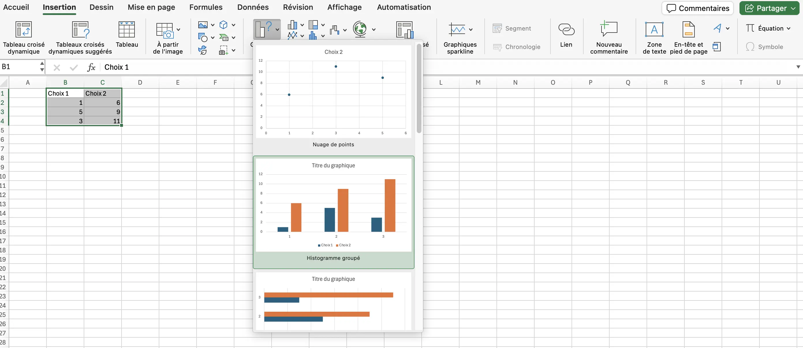 Diagramme Excel PowerPoint