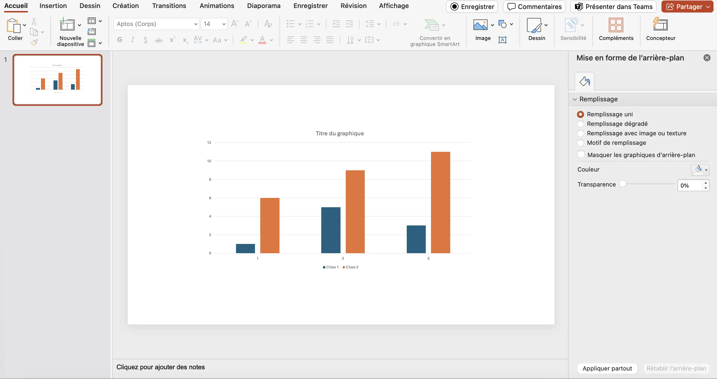 Diagramme en barres Excel PowerPoint