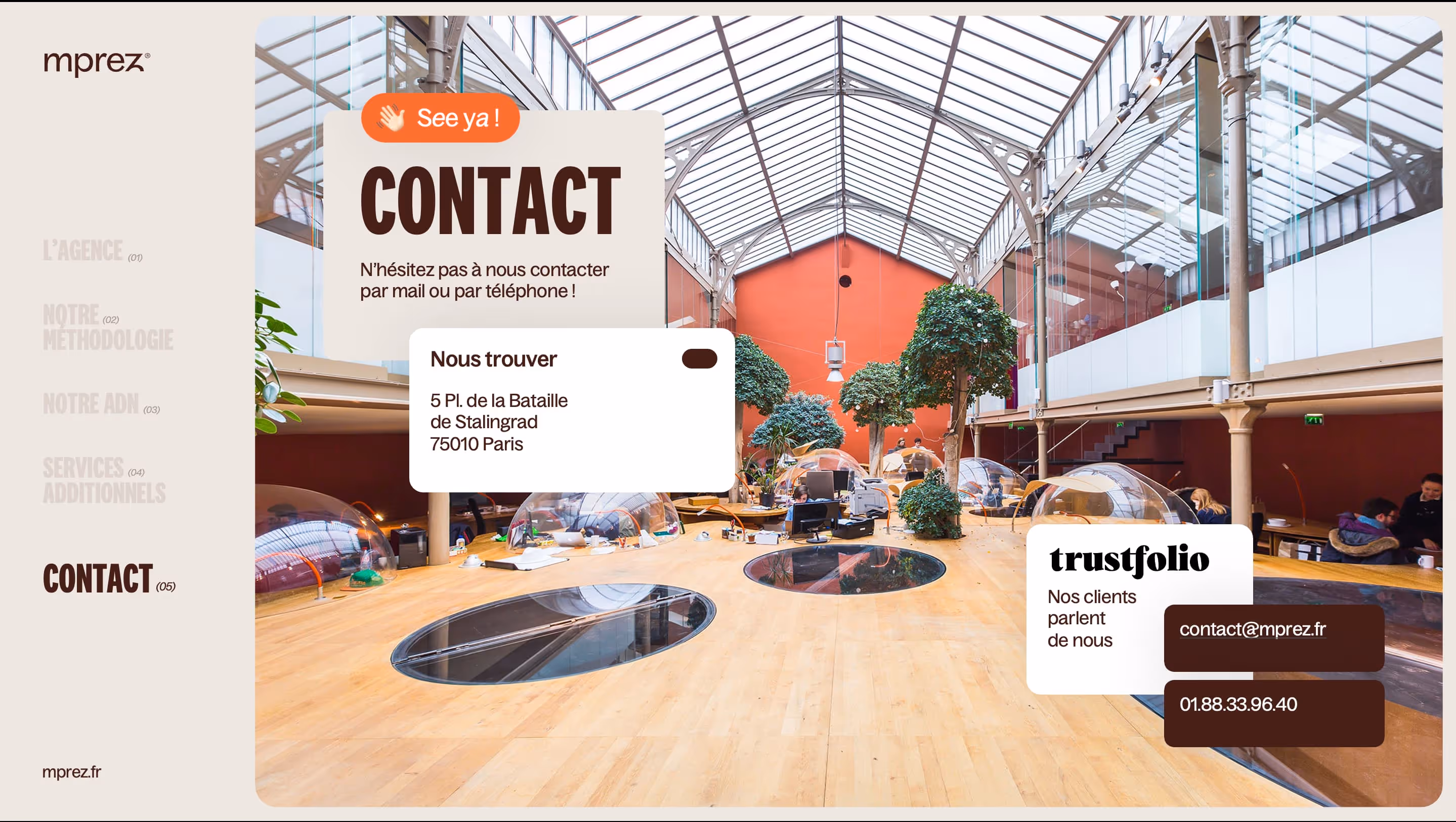 Présentation powerpoint commerciale mprez, page contact