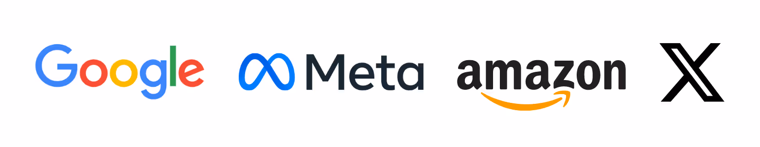 Logos des GAFAM Google Meta Facebook Amazon Twitter X