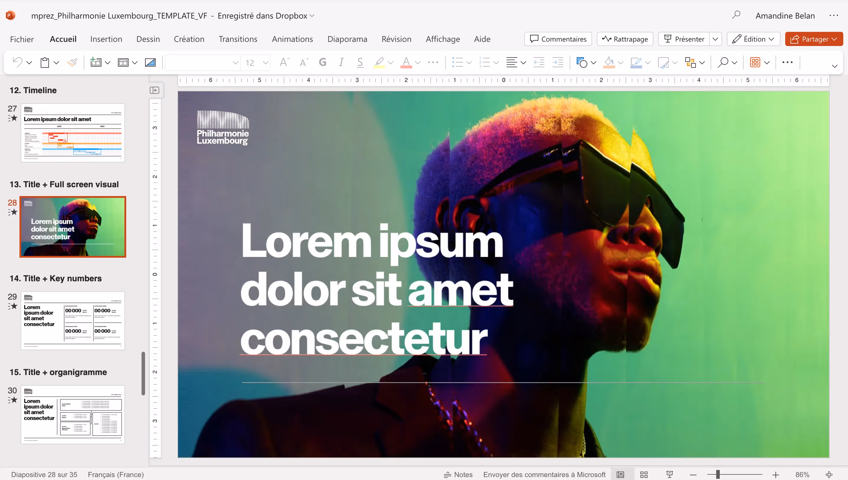 Présentation PowerPoint tableau de bord