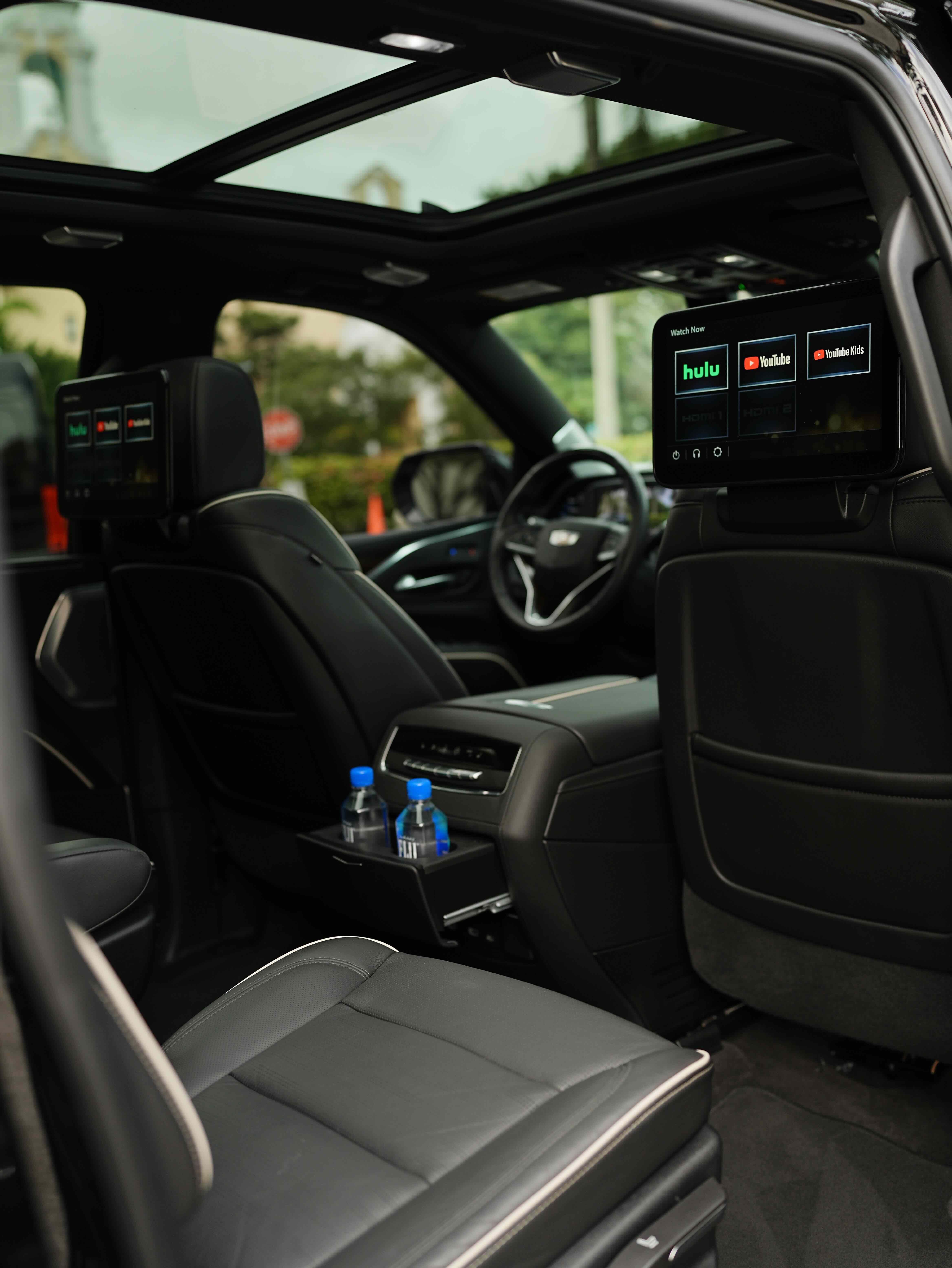 Interior of a 2024 Escalade ESV Platinum Miami Choice Limo Fleet